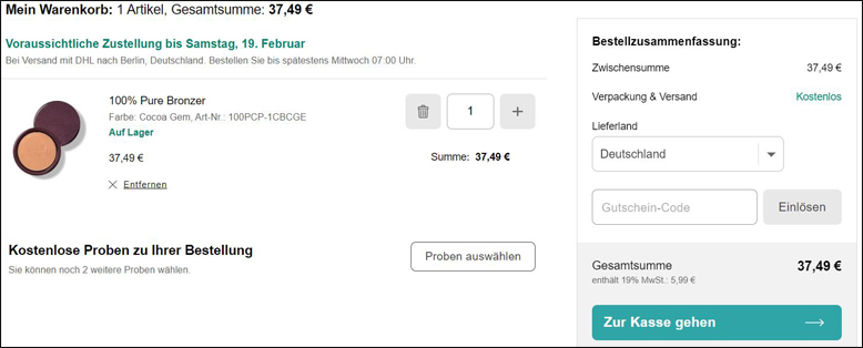 Wie du deinen Rabatt bei deiner Bestellung aktivierst Den Ecco Verde Gutschein im Warenkorb einlösen